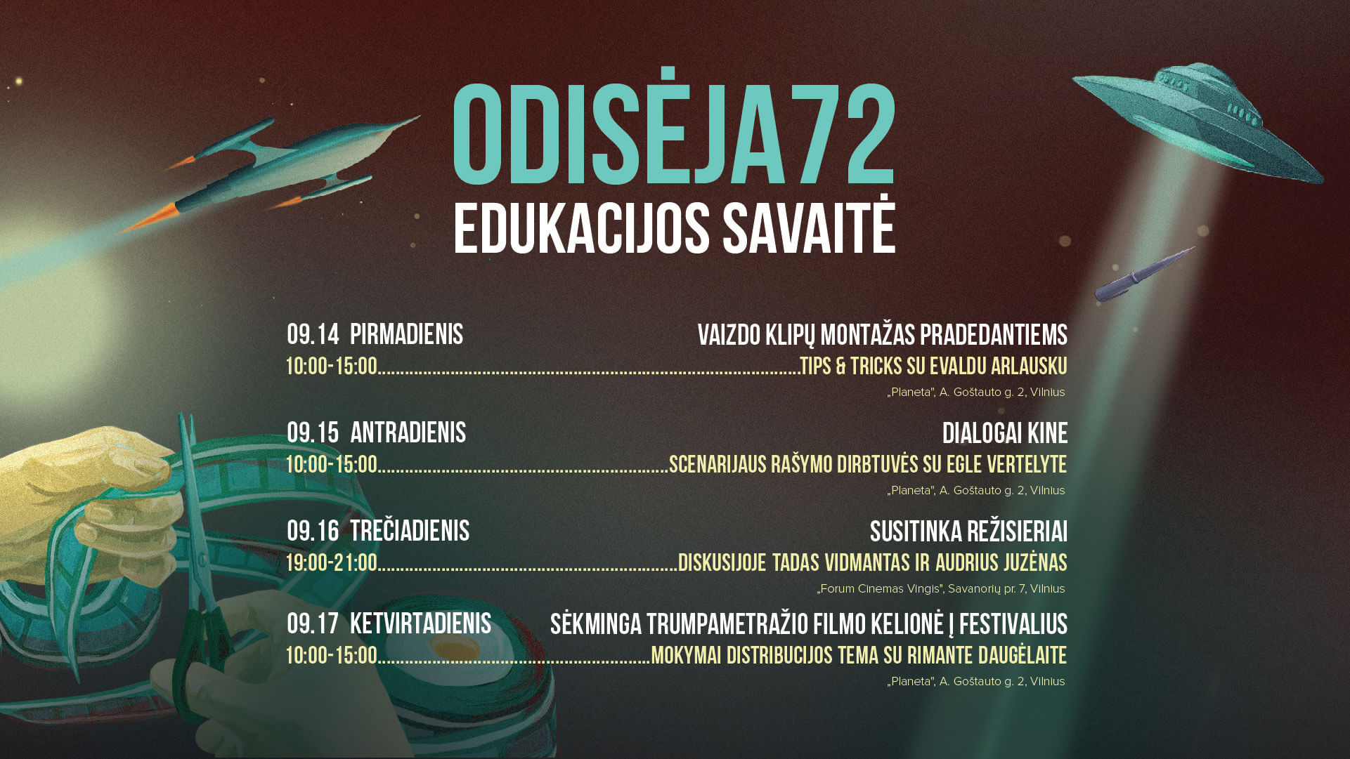 „ODISĖJA72” SKELBIA EDUKACIJOS SAVAITĖS PROGRAMĄ